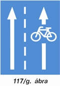 Nyitott kerékpársáv útjelző tábla